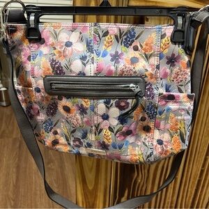 Rosetti Floral Crossbody Bag in Multi-Pastel with Gray Trim